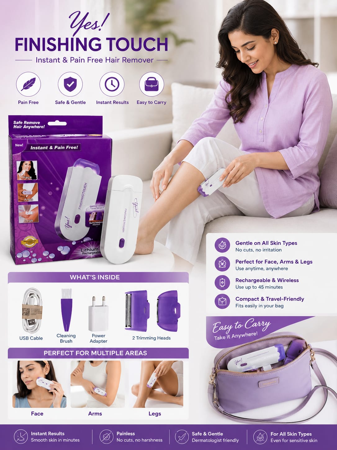 Yes Laser Hair Remover Instant Pain Free Removal (USA IMPORT)