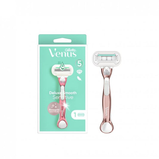 Gillette Venus Deluxe Smooth Sensitive Rosegold Metal Handle Razor